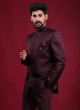 Brocade Silk Wine Color Jodhpuri Suit